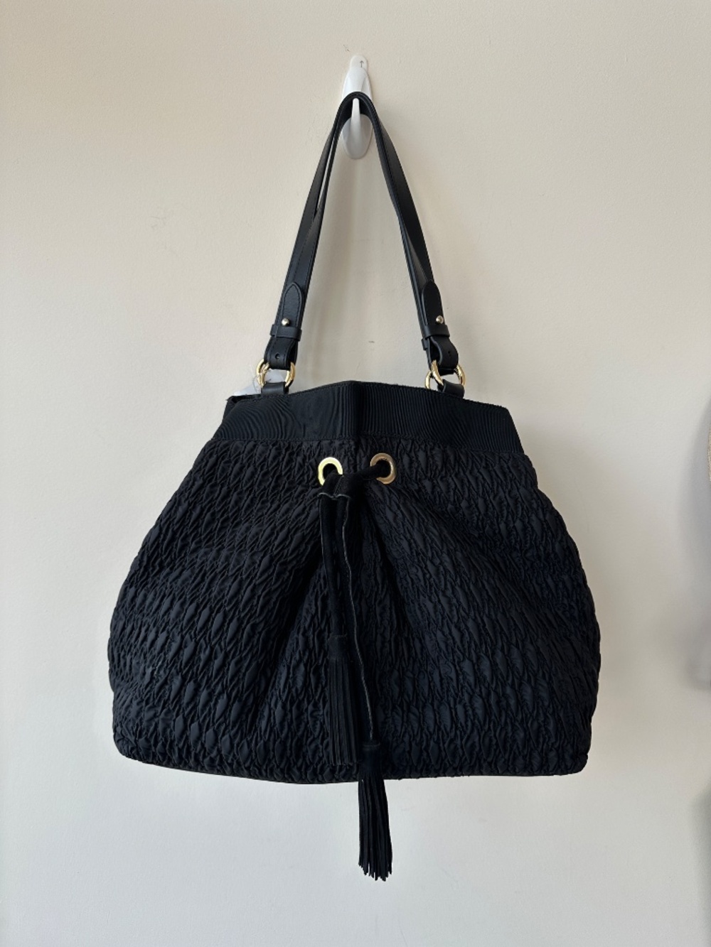 Alberta Ferretti Black Textured Tassel Shoulder Bag